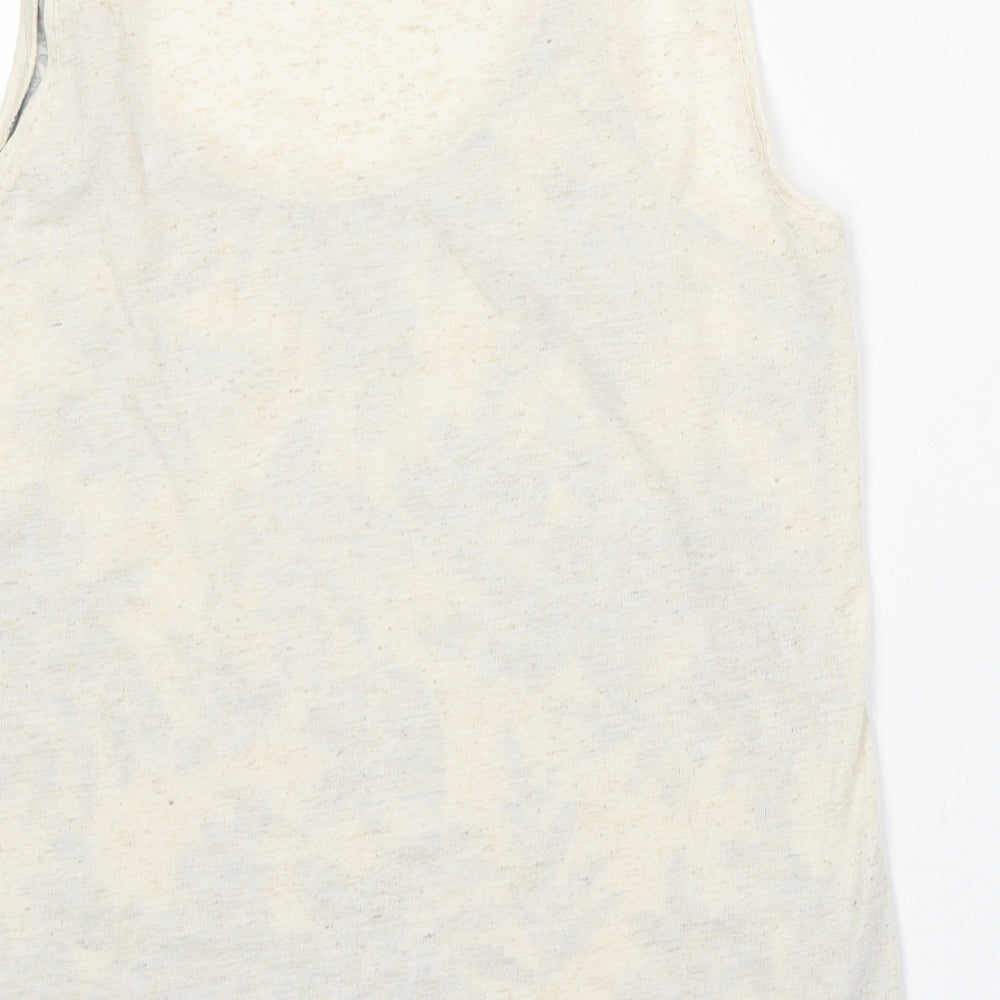 M&Co Womens Beige Polyester Basic Tank Size 12 Round Neck