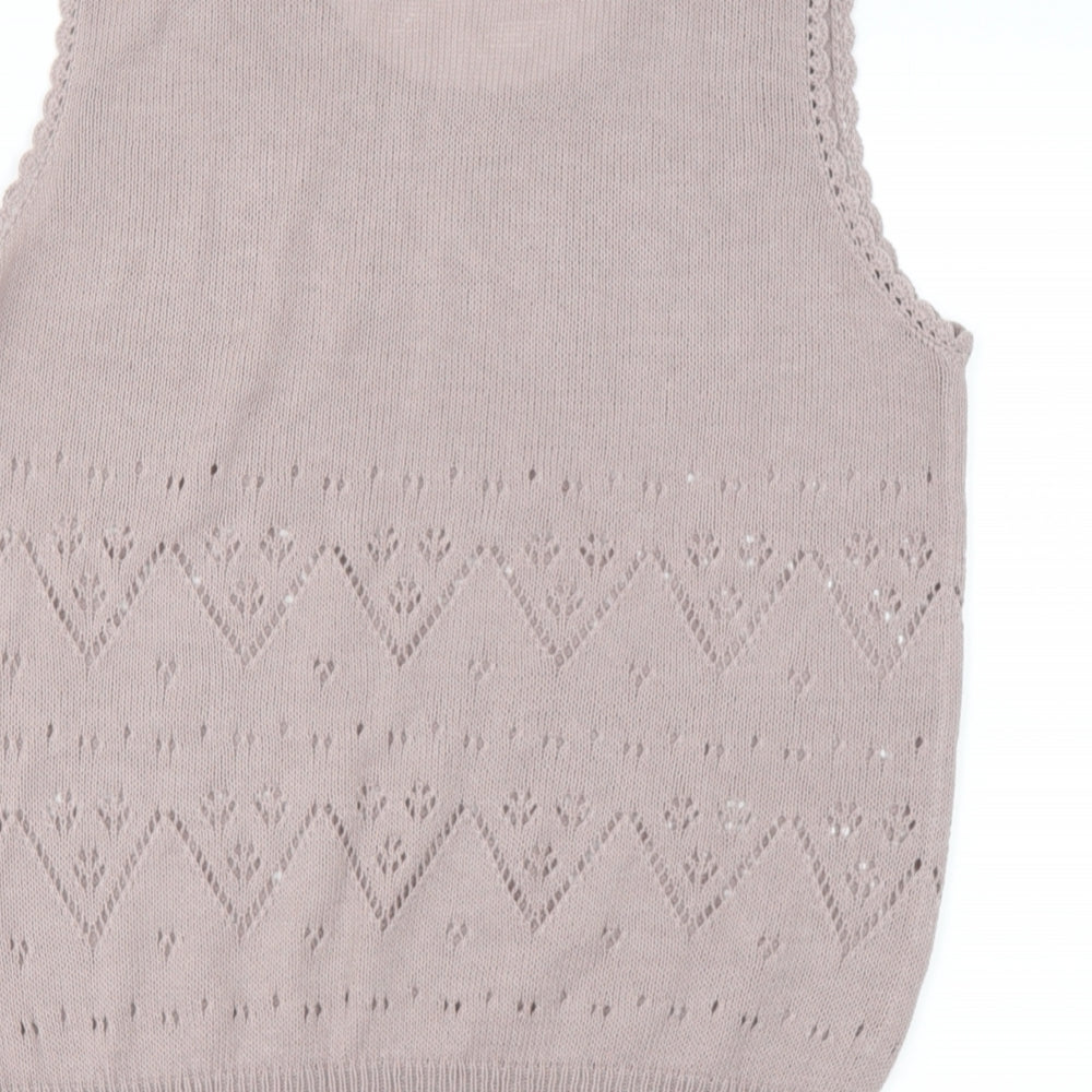 Preworn Womens Pink Scoop Neck Polyester Pullover Jumper Size M