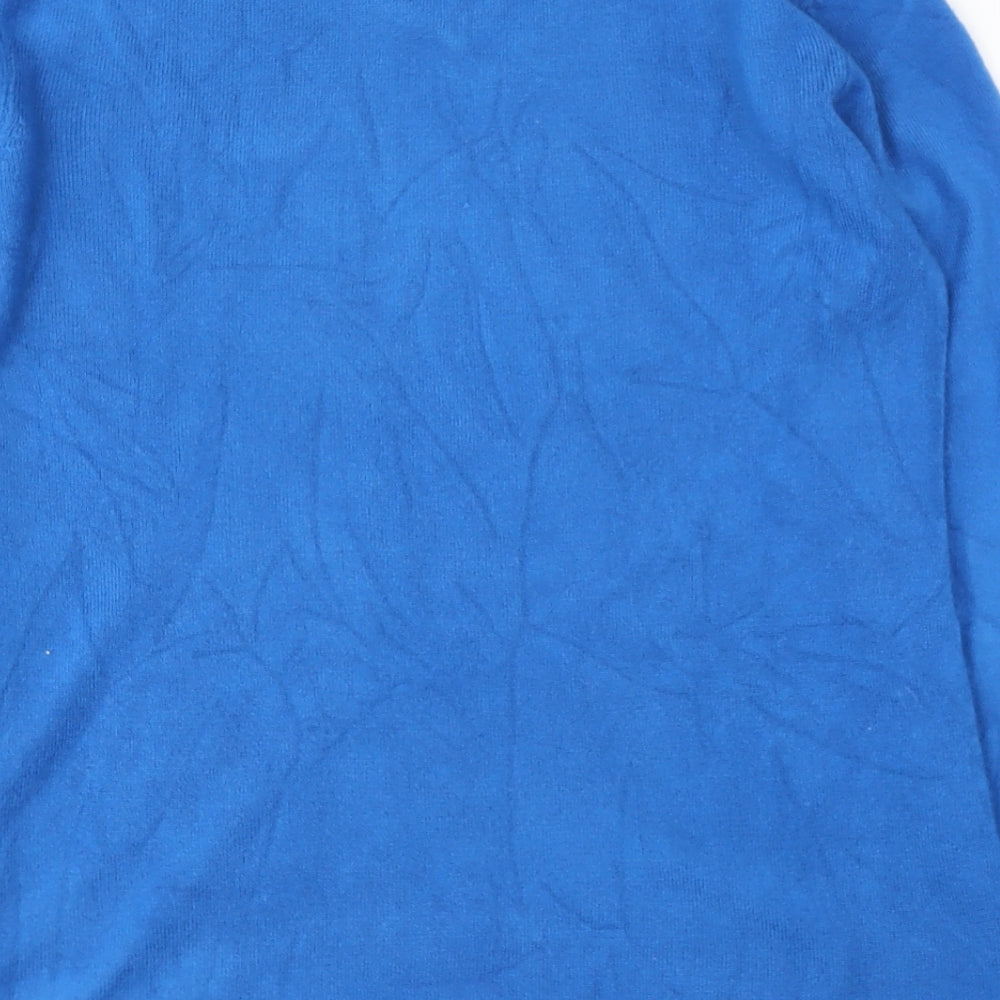 DAYMART Womens Blue V-Neck Acrylic Pullover Jumper Size 14