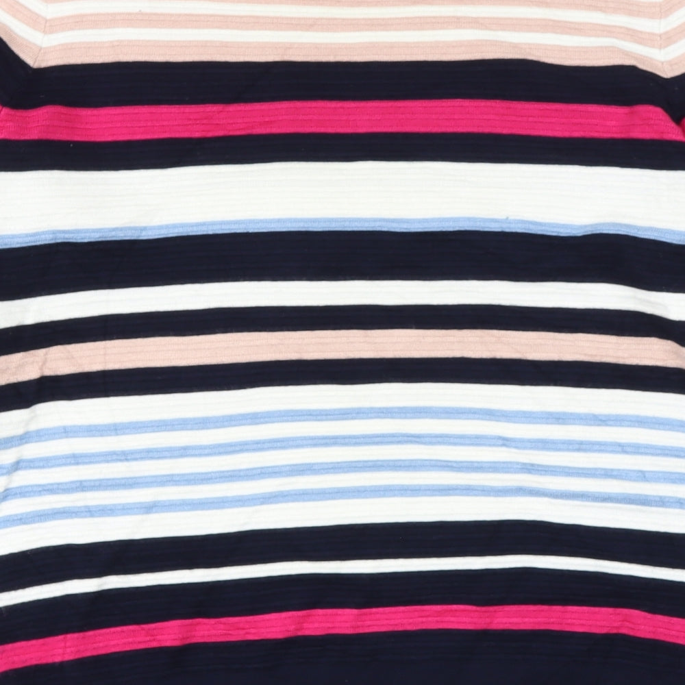 TESCO Womens Blue Round Neck Striped Viscose Pullover Jumper Size 14