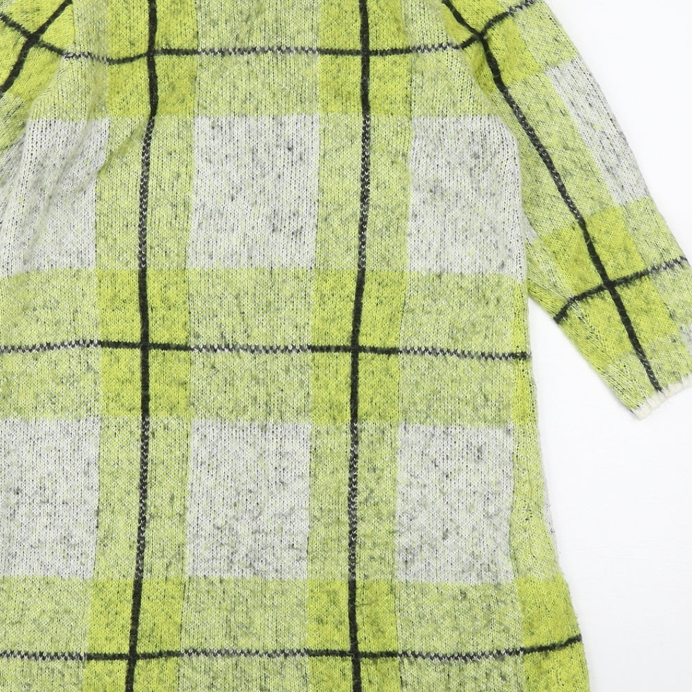 Fashion Union Womens Green Round Neck Plaid Acrylic Tunic Jumper Size 6