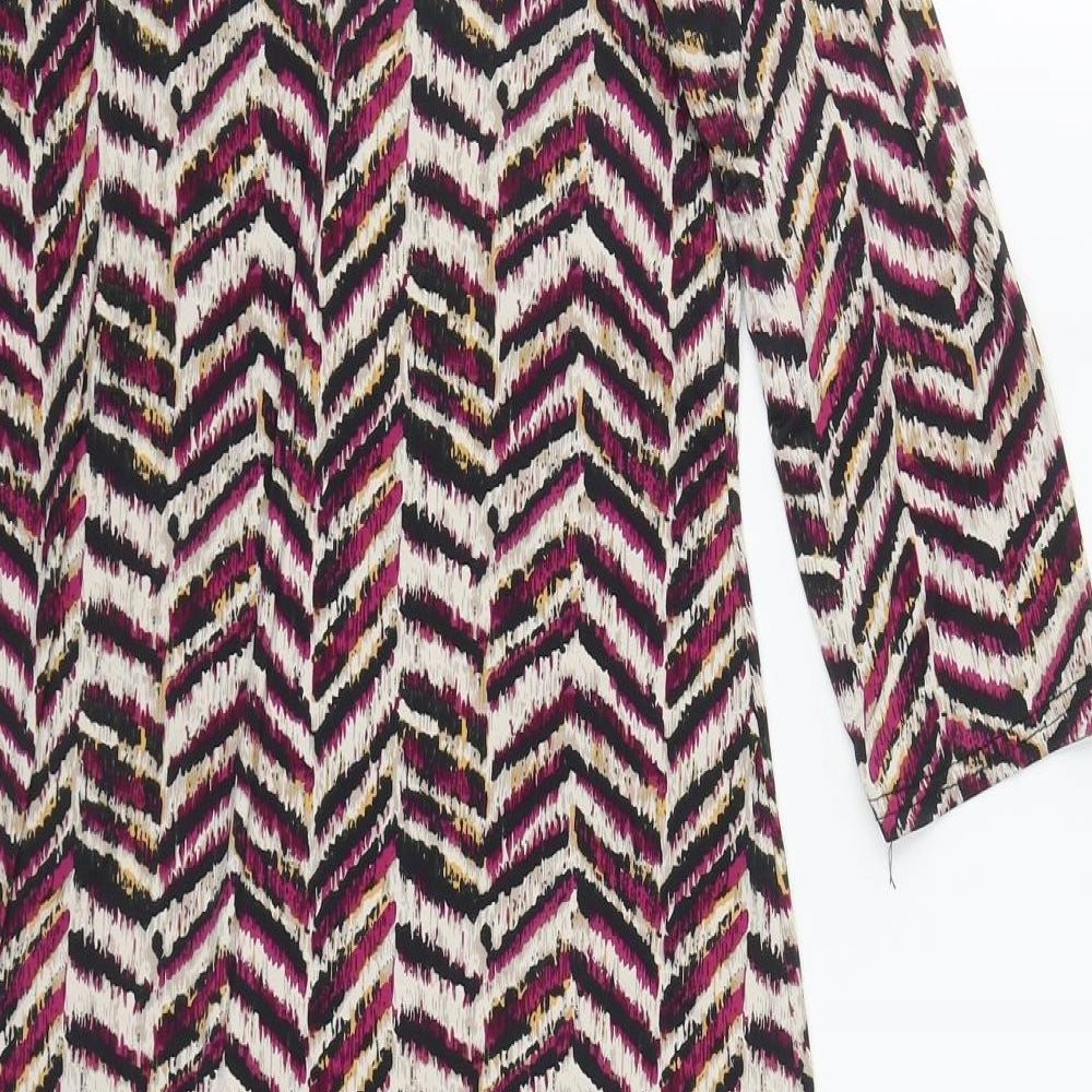 Oui Womens Multicoloured Geometric Polyester Bodycon Size M Round Neck