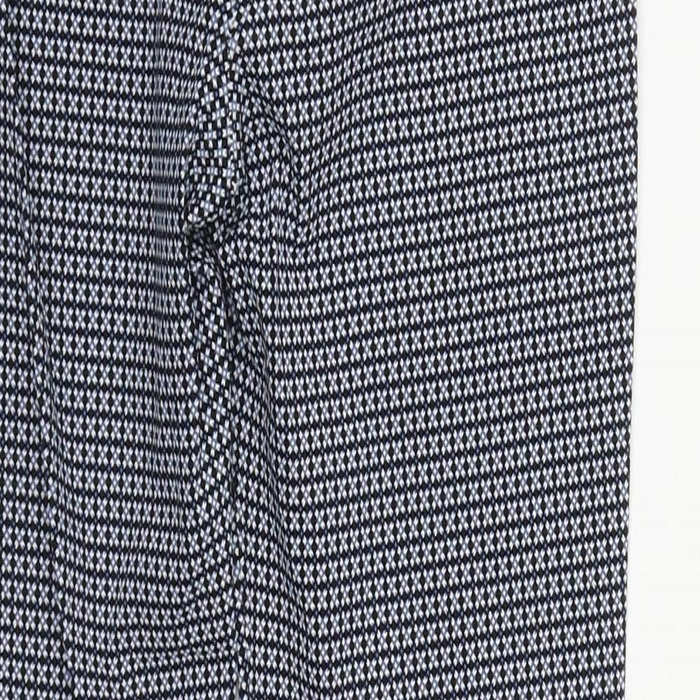 New Look Womens Blue Geometric Viscose Trousers Size 8 L26 in Regular Zip