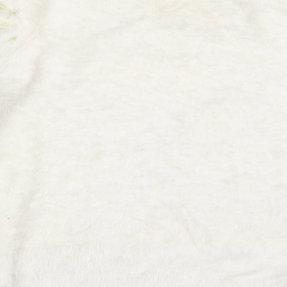 EWM Womens White Round Neck Nylon Pullover Jumper Size M