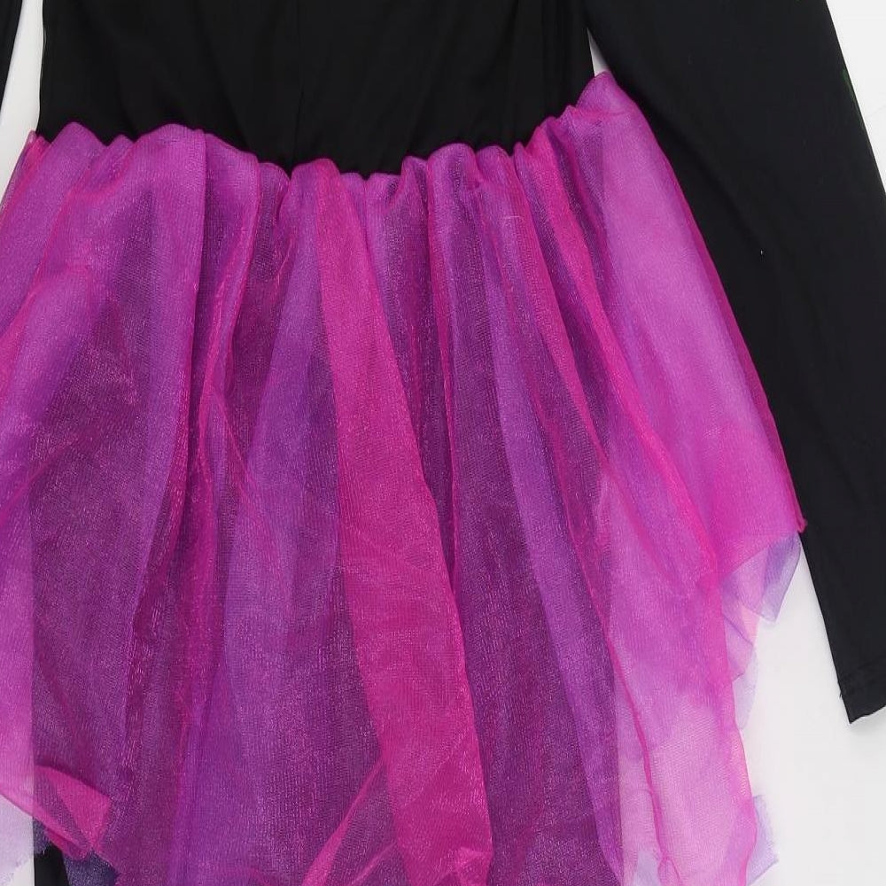 Hallow Scream Girls Black Polyester Top One Piece Size 9-10 Years Hook & Loop - Skeleton Fancy Dress