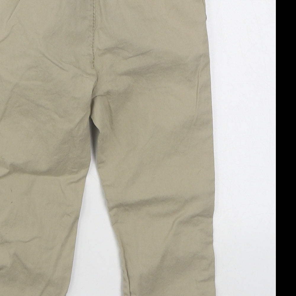 H&M Girls Beige 100% Cotton Chino Trousers Size 3 Years Regular Zip