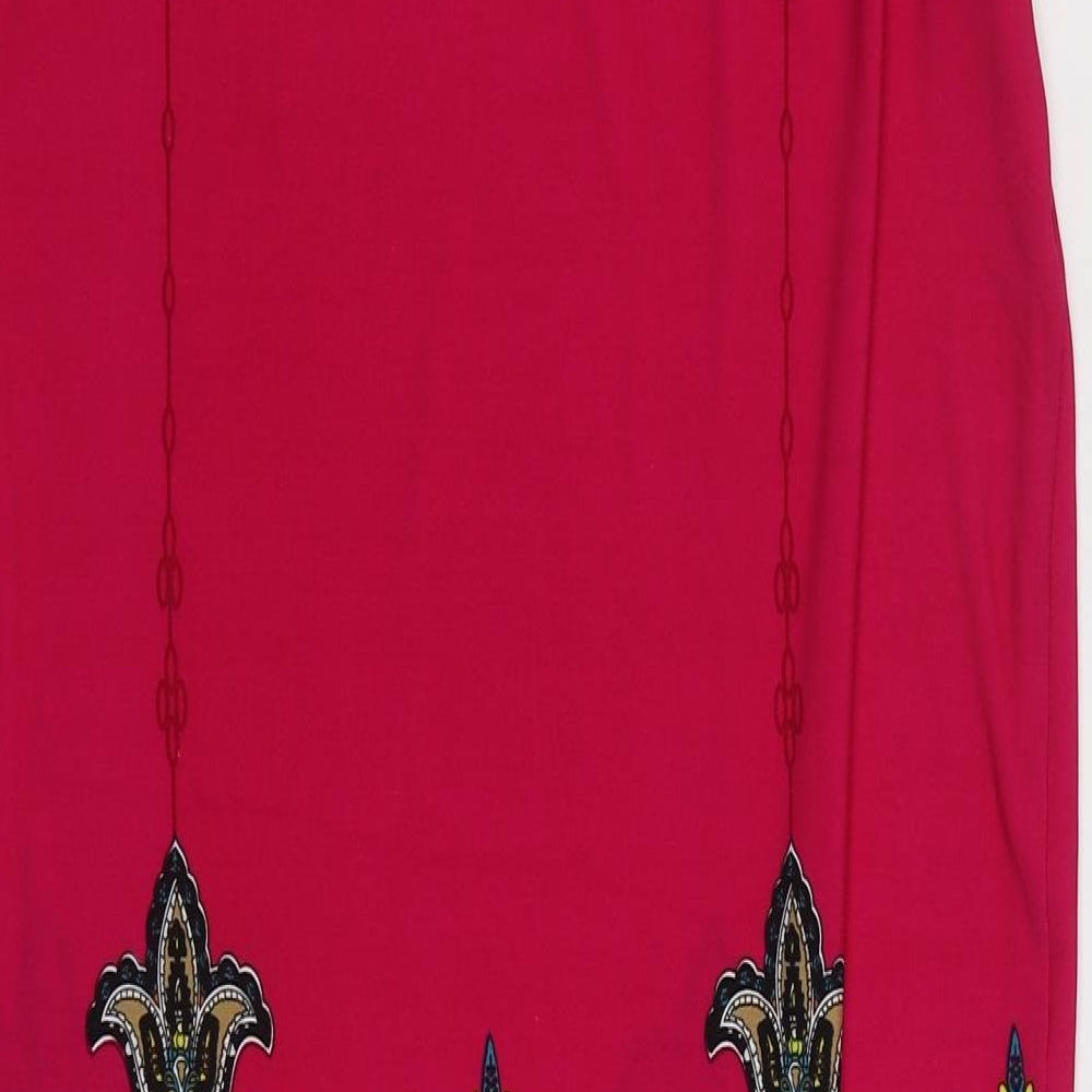 Print Fusion Womens Pink Geometric Polyester T-Shirt Dress Size S Scoop Neck Pullover