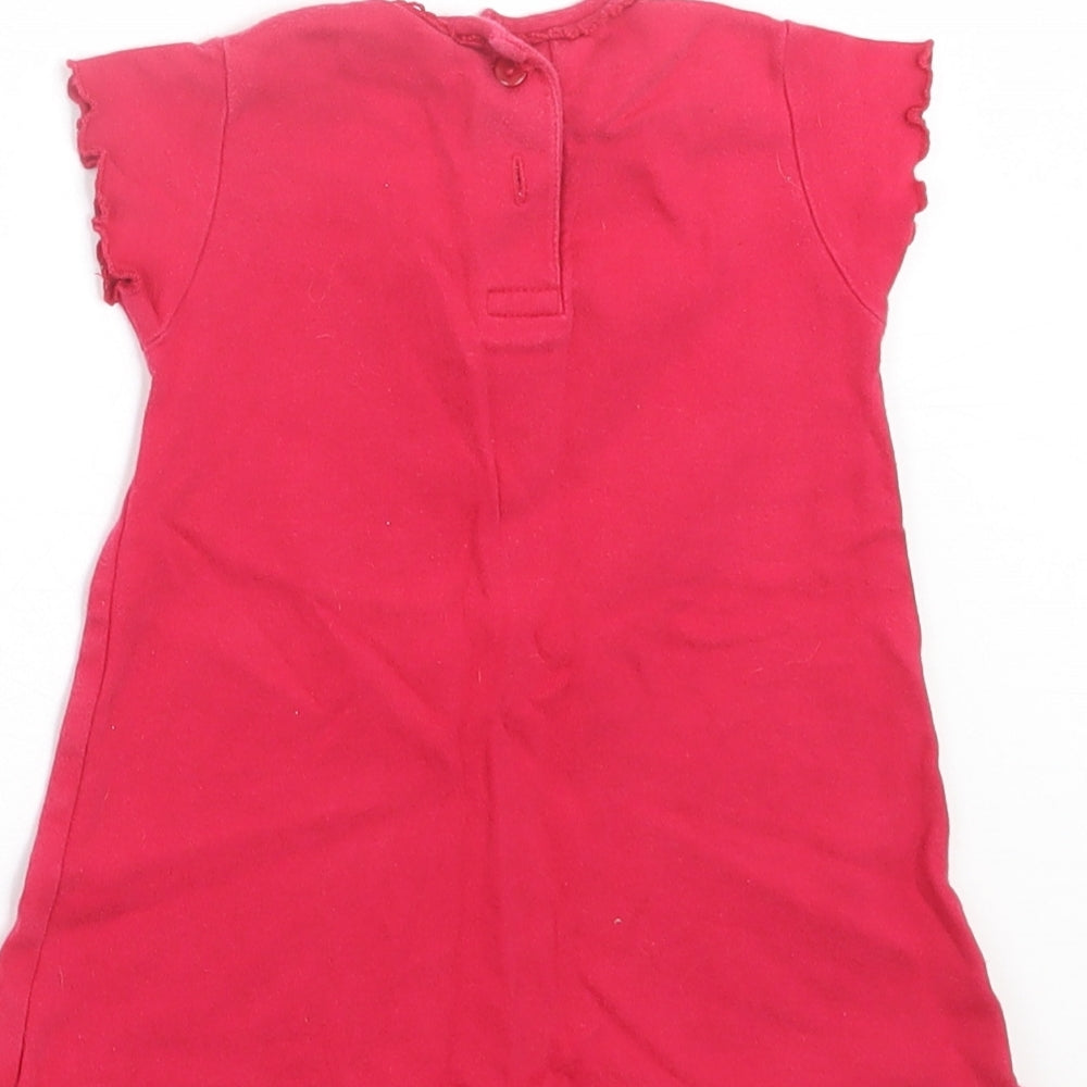 George Girls Pink Cotton T-Shirt Dress Size 3-6 Months Crew Neck Button