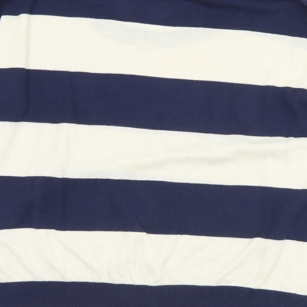 New Look Womens Blue Round Neck Striped Cotton Pullover Jumper Size 10