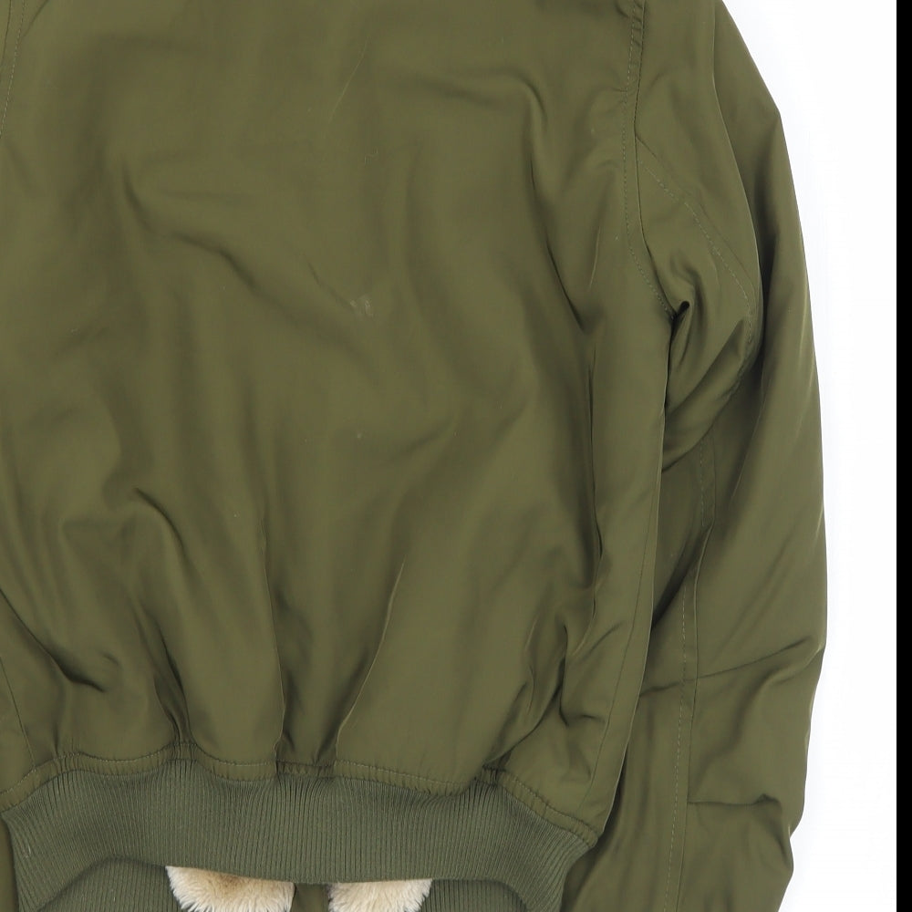 Missguided Womens Green Bomber Jacket Coat Size 6 Zip