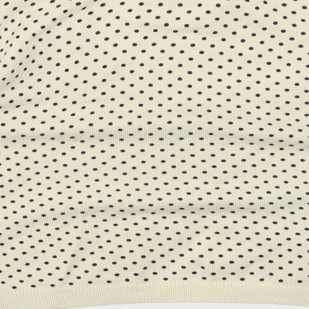 Marks & Spencer Womens Beige V-Neck Polka Dot Viscose Shrug Jumper Size 14