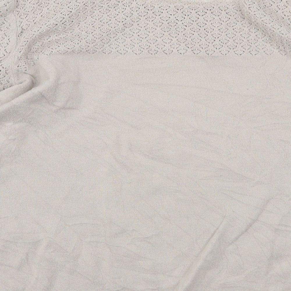 Marks & Spencer Womens Beige Round Neck Cotton Pullover Jumper Size 12