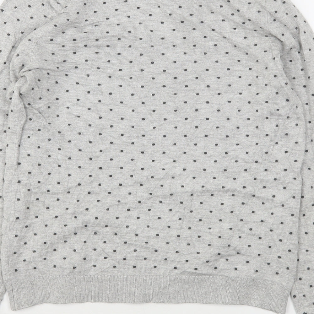 Mango Womens Grey Round Neck Polka Dot Polyester Pullover Jumper Size S