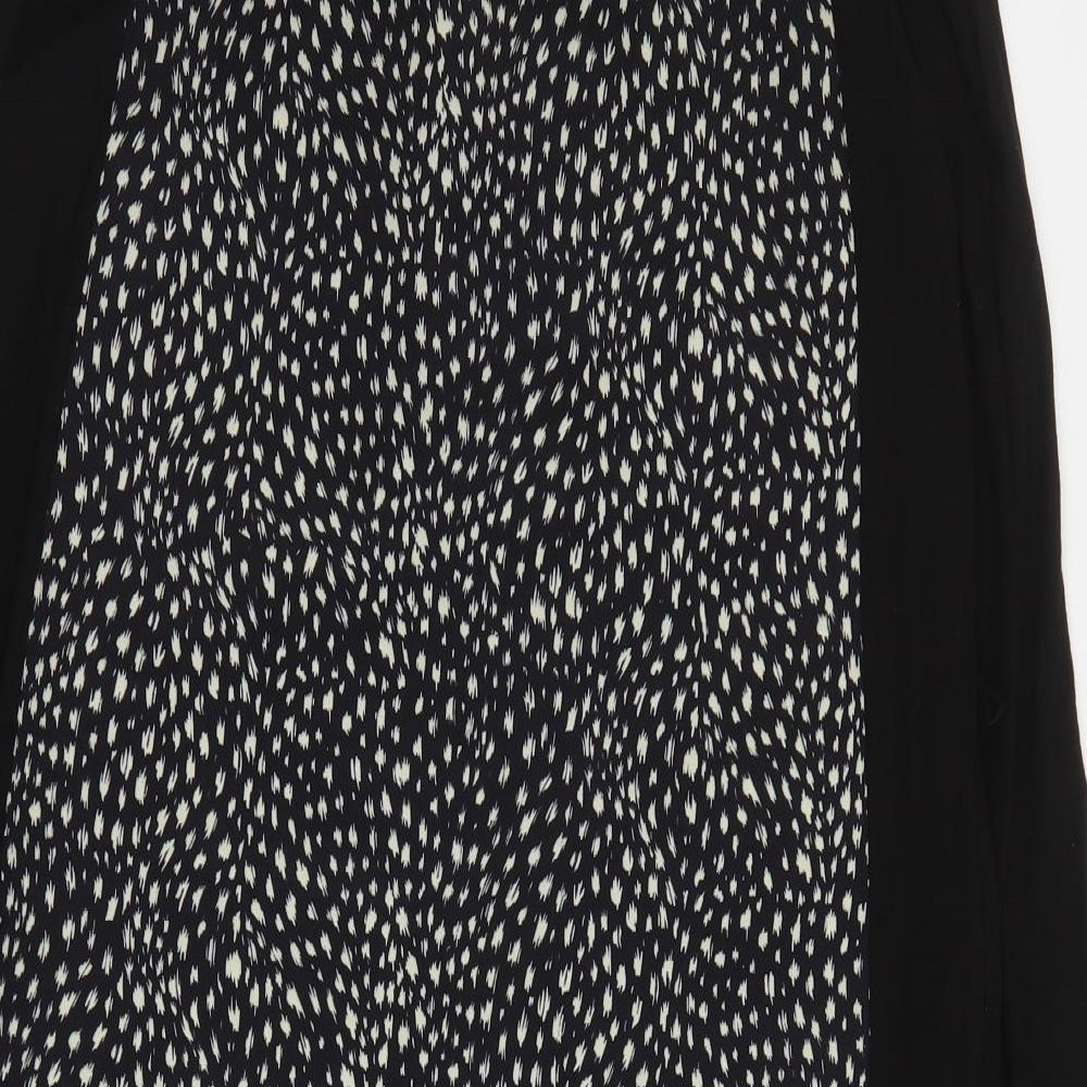 Oasis Womens Black Geometric Polyester Shirt Dress Size M V-Neck Pullover