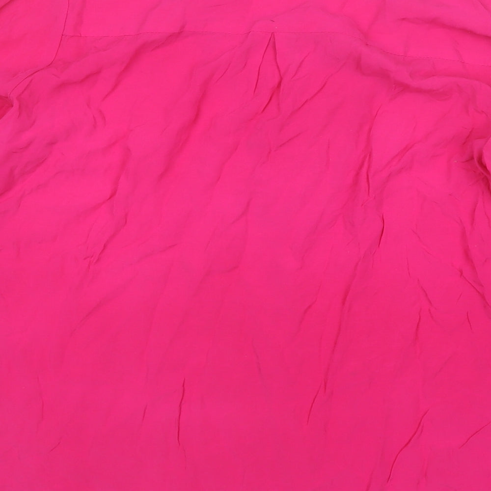 Fee Red Womens Pink Nylon Basic T-Shirt Size S V-Neck