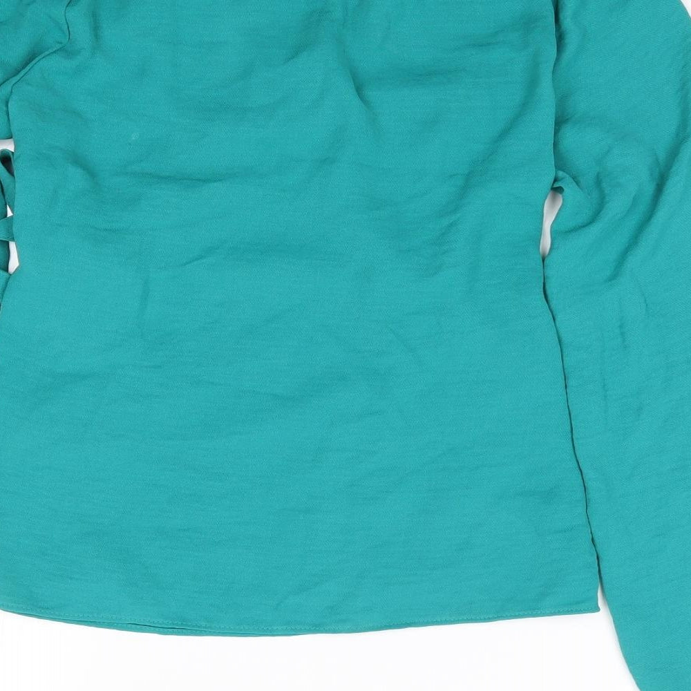 Peacocks Womens Green Polyester Wrap Blouse Size 8 V-Neck