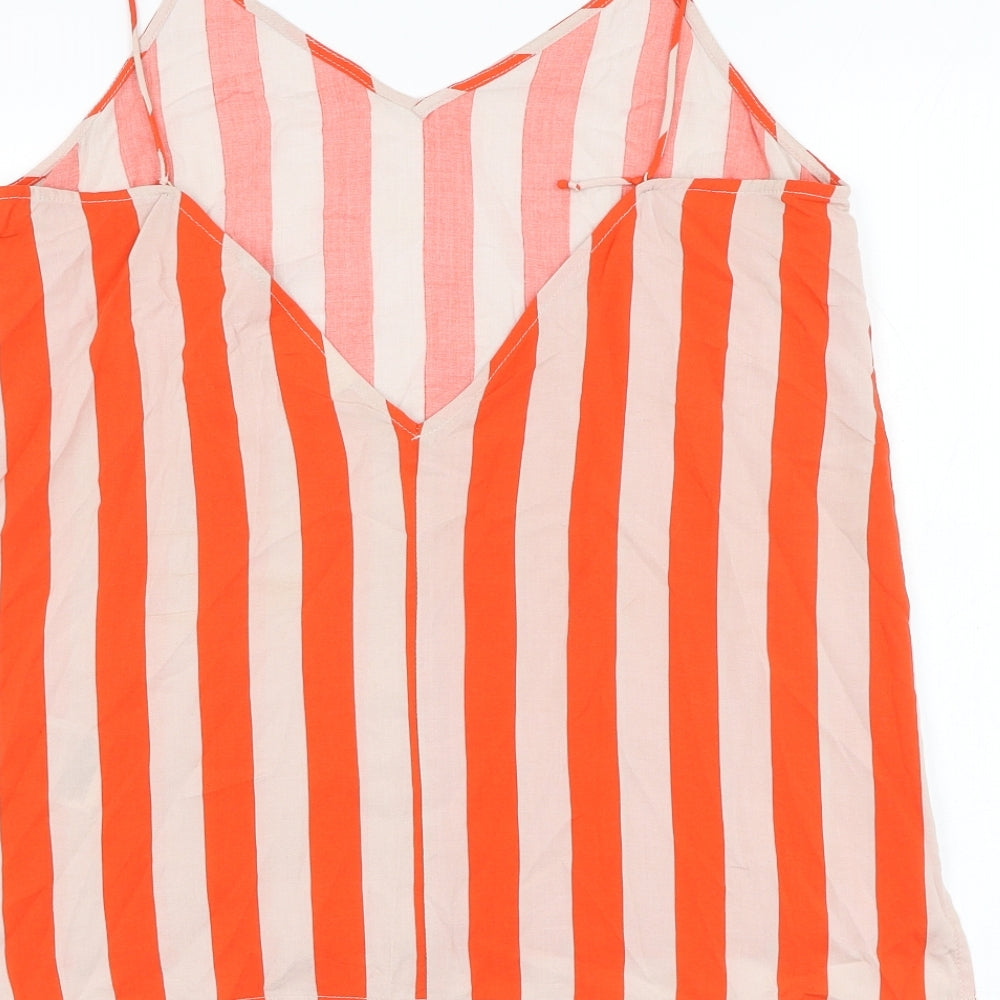 Villa Womens Red Striped Viscose Basic Tank Size 10 V-Neck