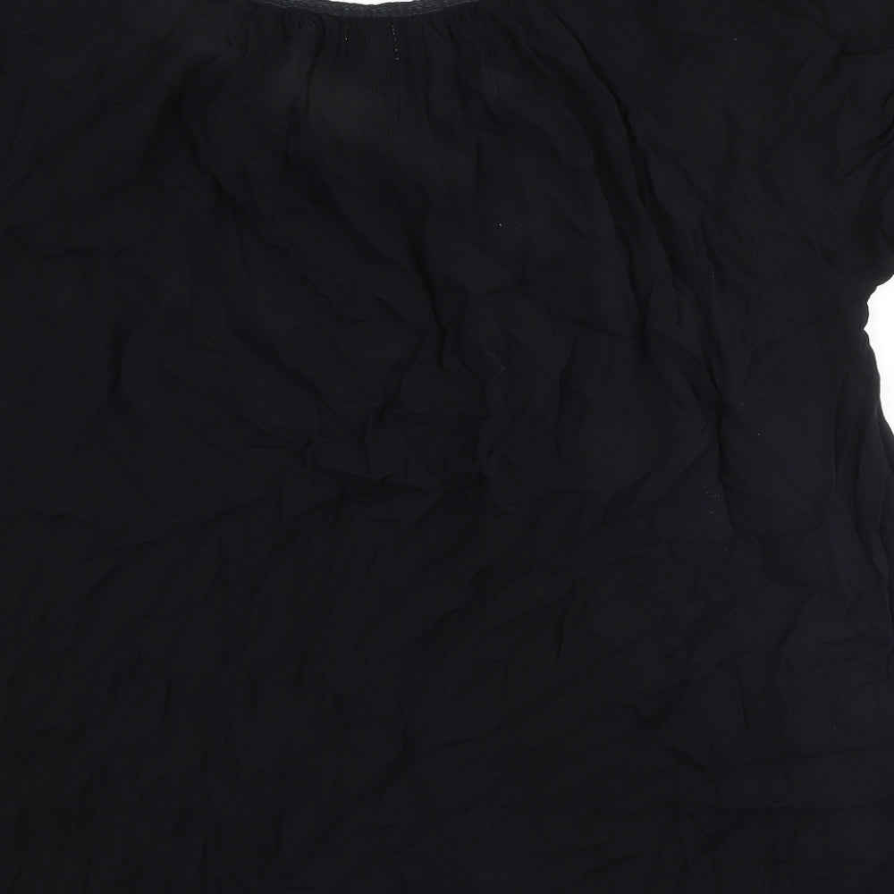 Peppercorn Womens Black Polyester Basic Blouse Size XL Round Neck