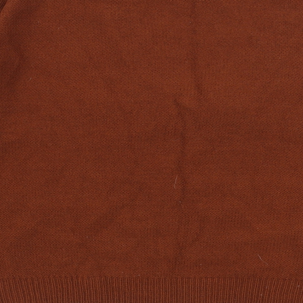 Brave Soul Womens Brown V-Neck Acrylic Pullover Jumper Size S