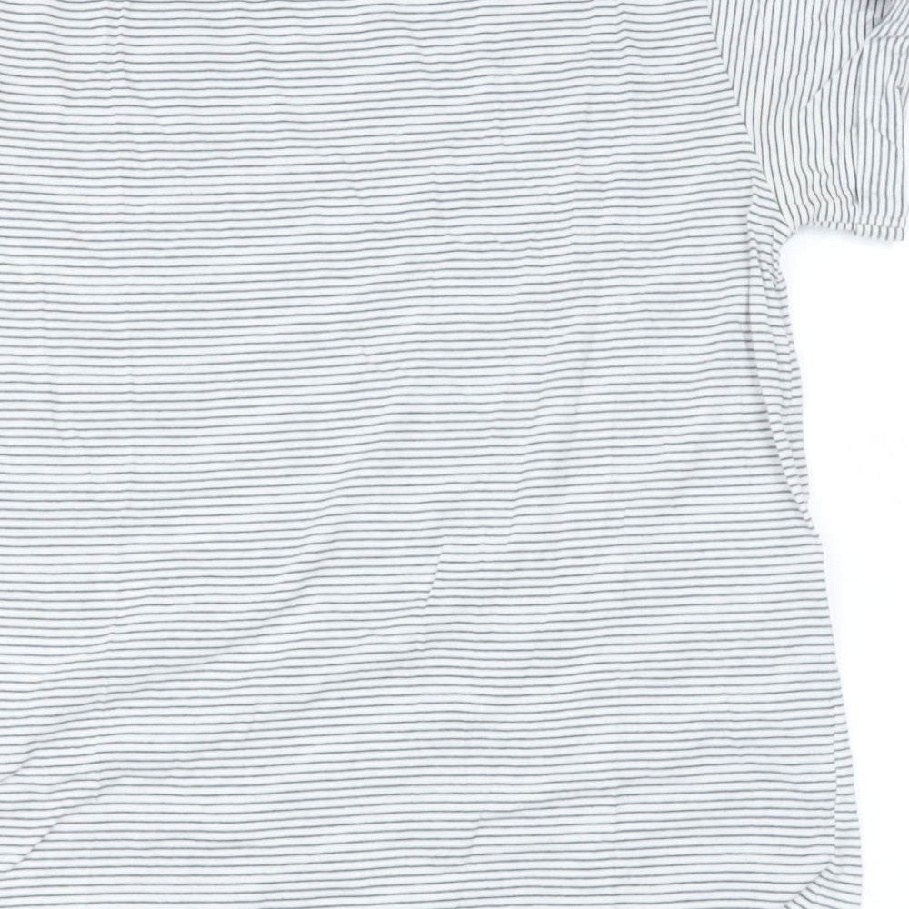 Topshop Womens Blue Striped Polyester Basic T-Shirt Size 8 Roll Neck