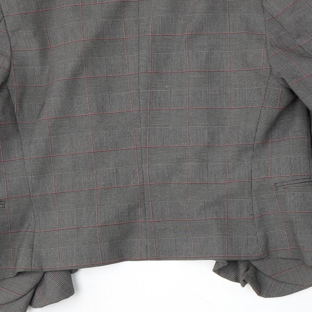 H&M Womens Grey Plaid Polyester Jacket Suit Size 8