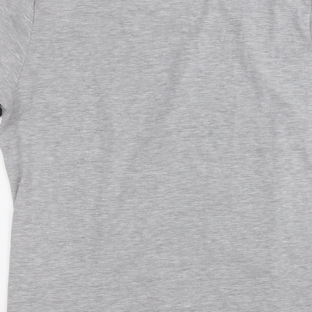 vlazom Womens Grey Cotton Basic T-Shirt Size L Round Neck