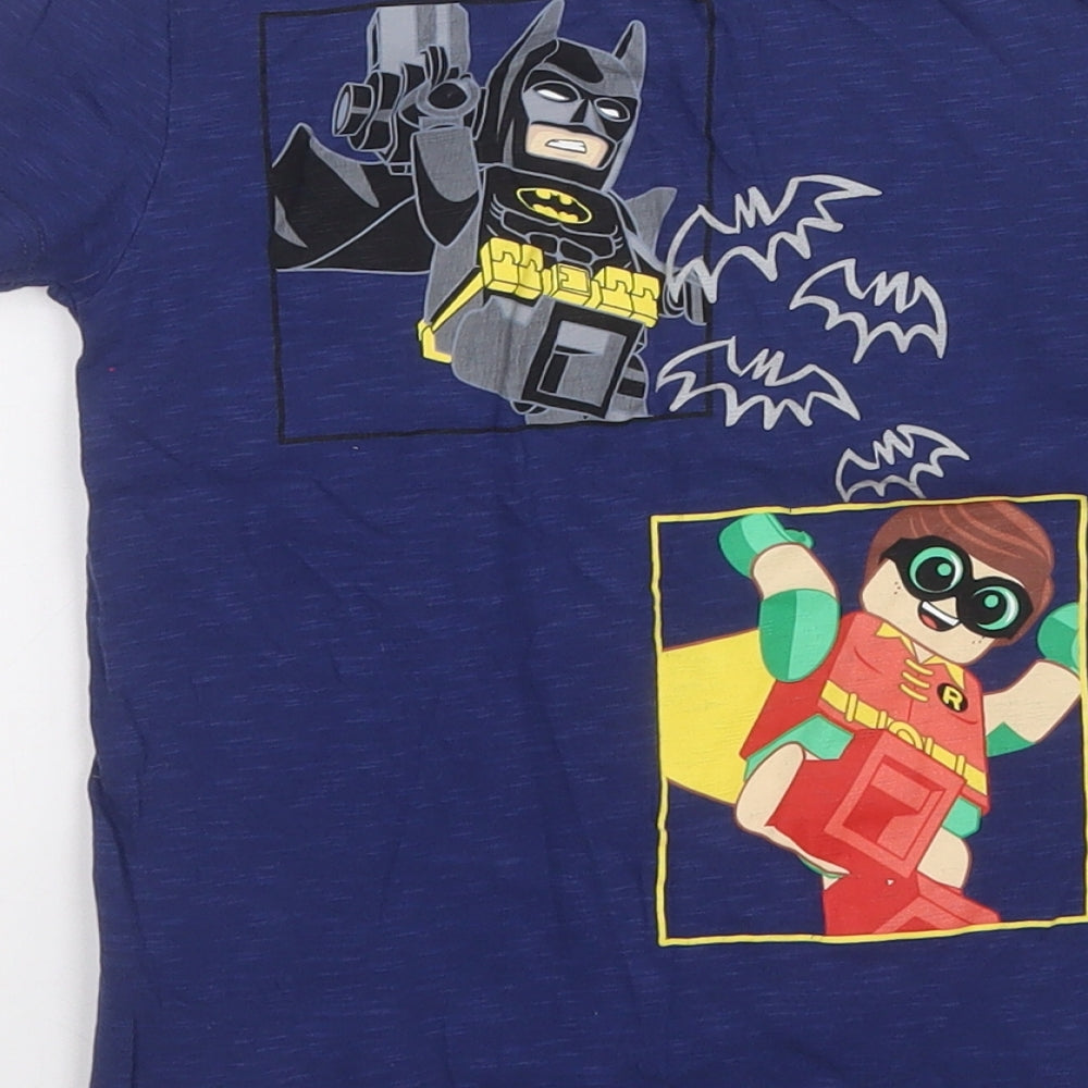 NEXT Boys Blue Cotton Pullover T-Shirt Size 4 Years Round Neck - Lego Batman Robin