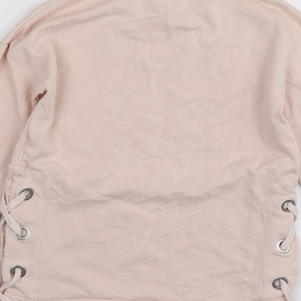 NEXT Girls Pink Cotton Pullover Hoodie Size 8 Years