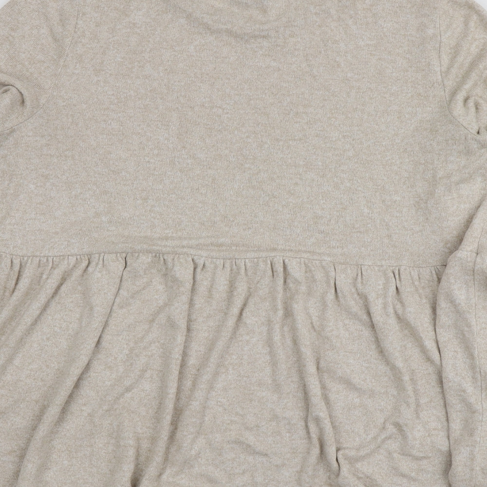 F&F Womens Beige Round Neck Viscose Pullover Jumper Size 14