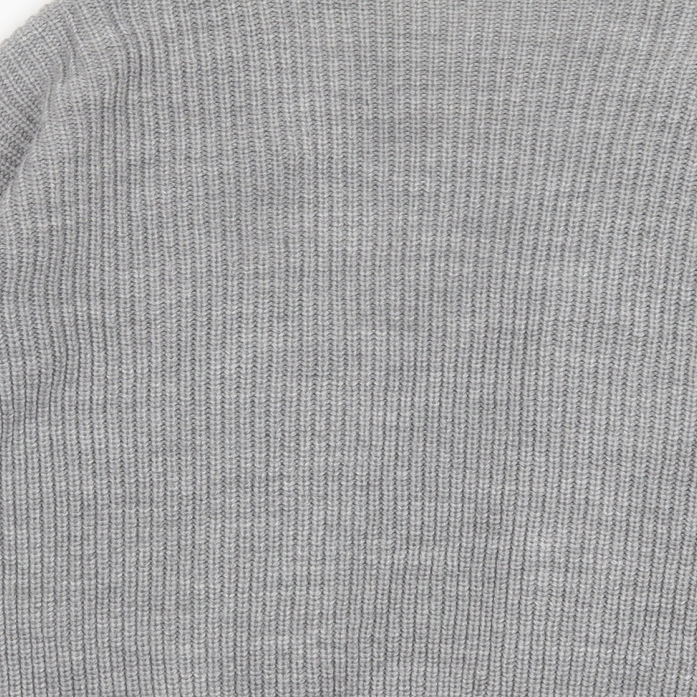 Miss Selfridge Womens Grey V-Neck Acrylic Cardigan Jumper Size 8