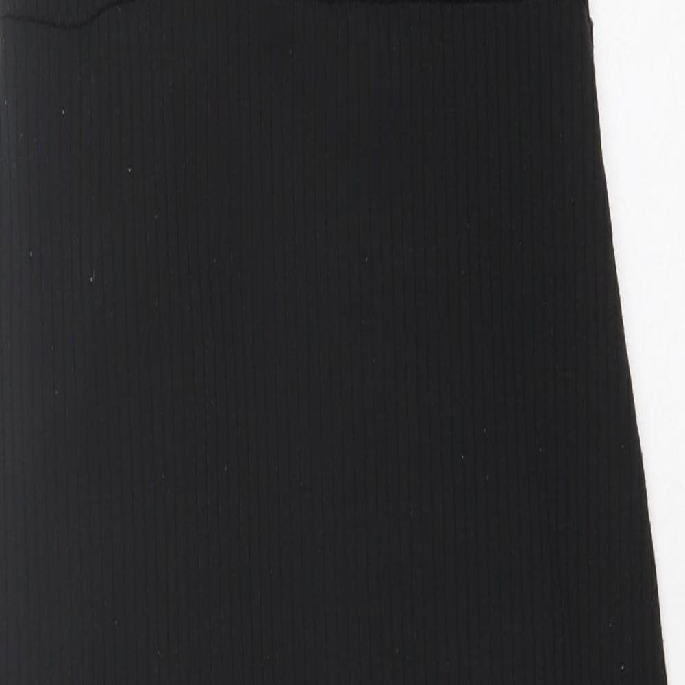Oasis Womens Black Polyester Bodycon Size S Crew Neck Button