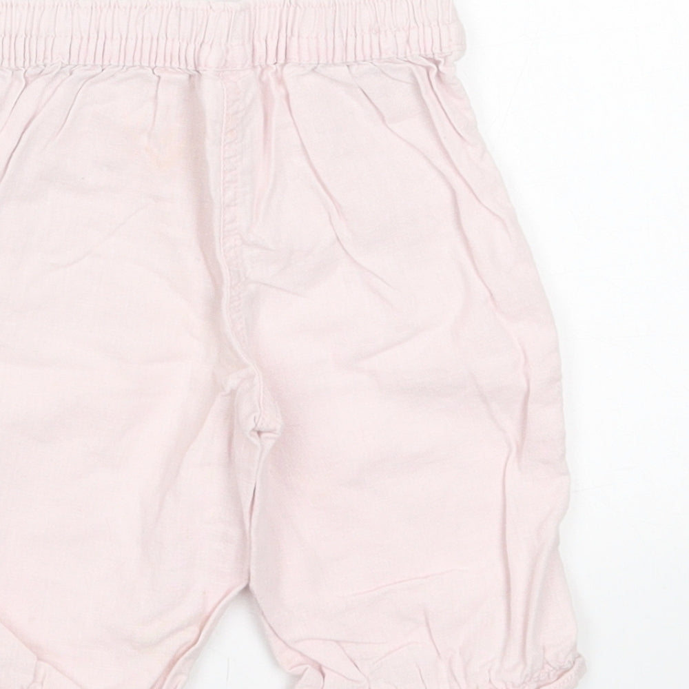 NEXT Girls Pink Linen Capri Trousers Size 3-6 Months Pullover
