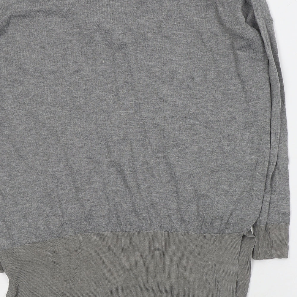 Topshop Womens Grey V-Neck Polyester Henley Jumper Size 8