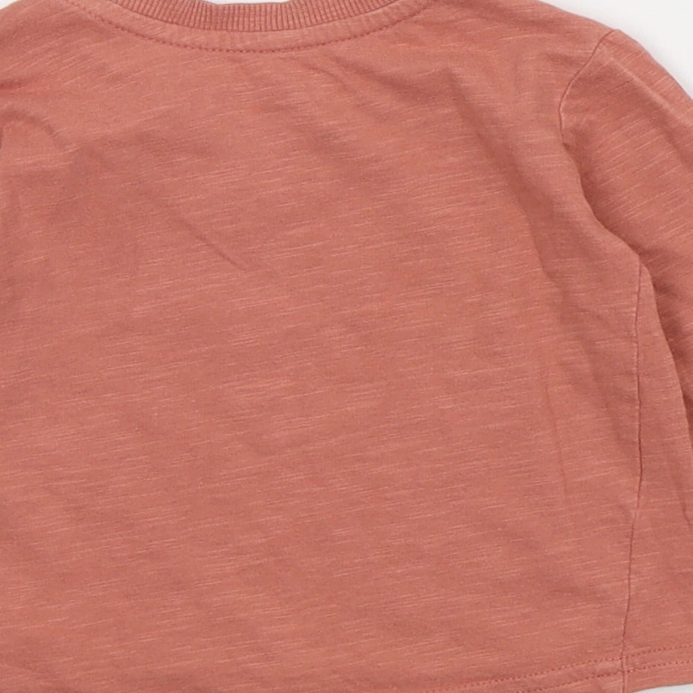 Primark Baby Pink Cotton Basic T-Shirt Size 6-9 Months Crew Neck Snap - Slogan