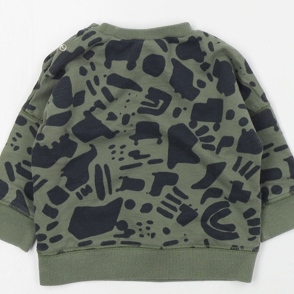 NEXT Baby Green Geometric Cotton Pullover Jumper Size 6-9 Months Snap