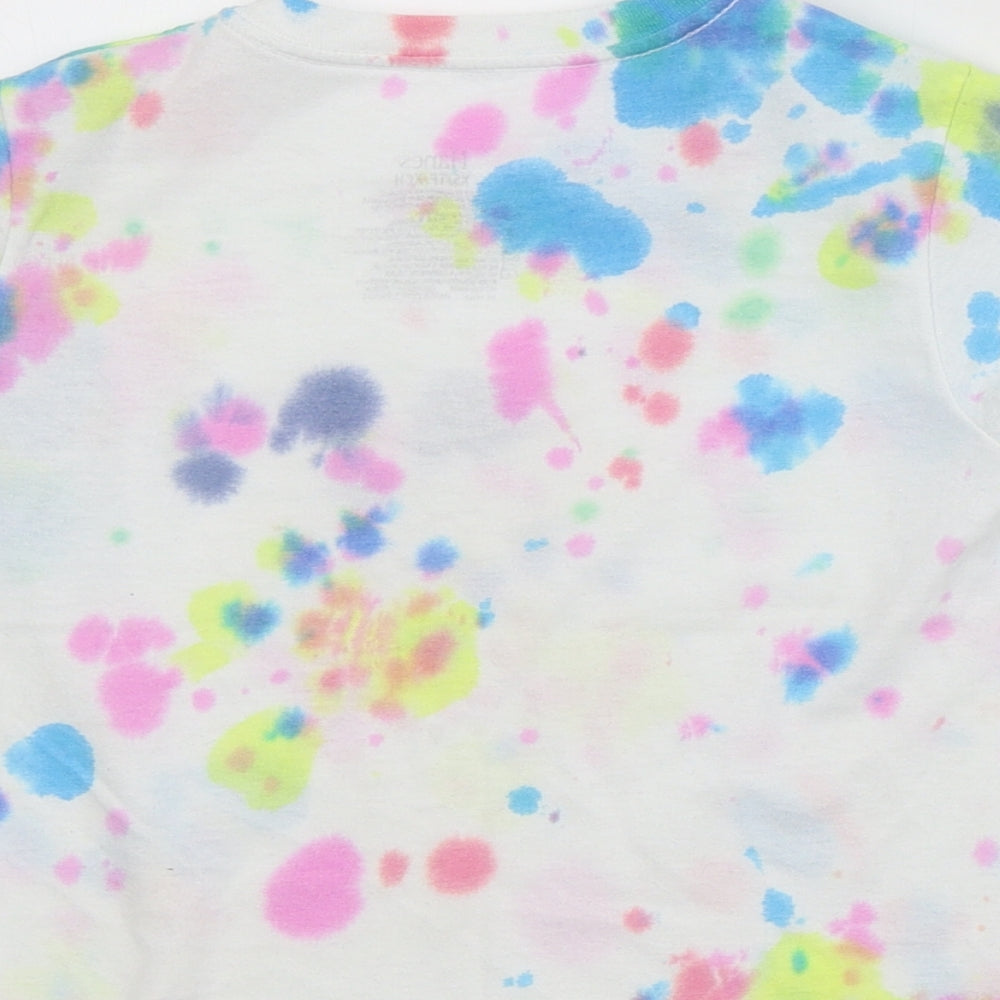 Hanes Girls Multicoloured Cotton Basic T-Shirt Size XS Crew Neck Pullover - Tie-dye