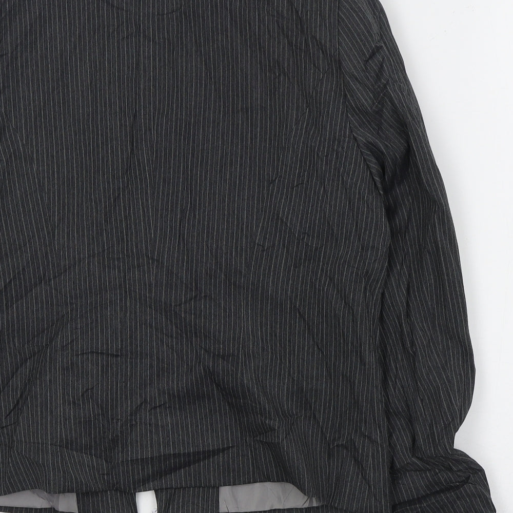 Debenhams Womens Grey Striped Jacket Blazer Size 12 Button