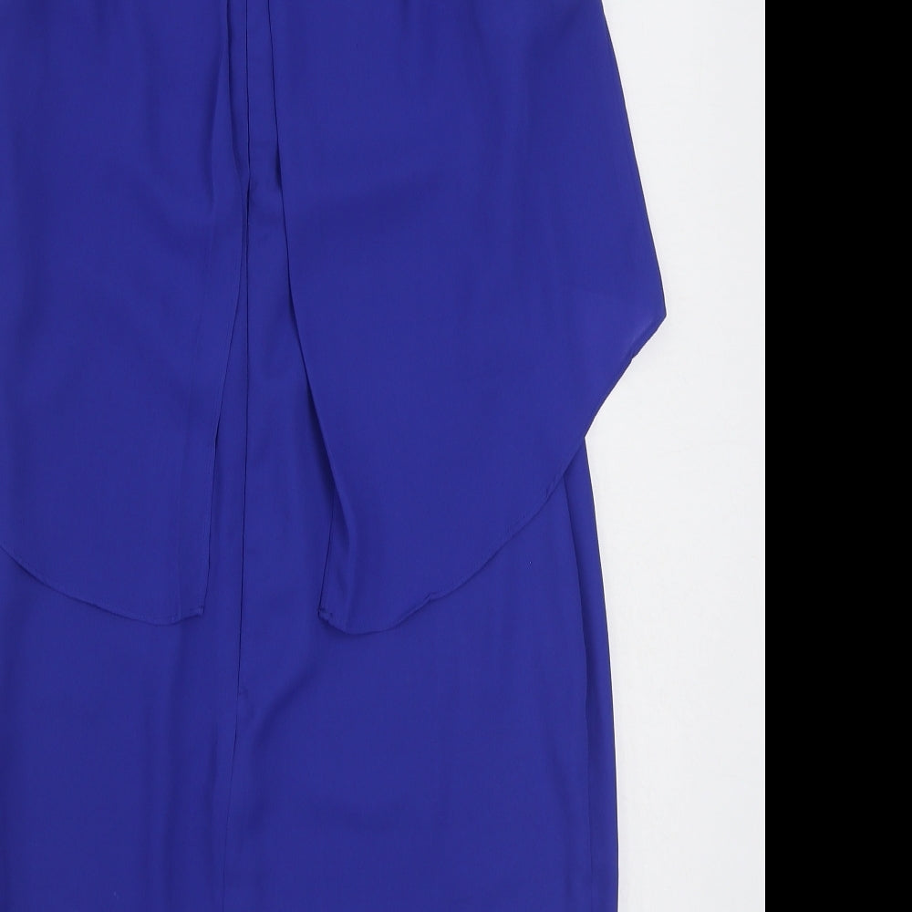 New Look Womens Blue Polyester Sheath Size 12 Scoop Neck Zip