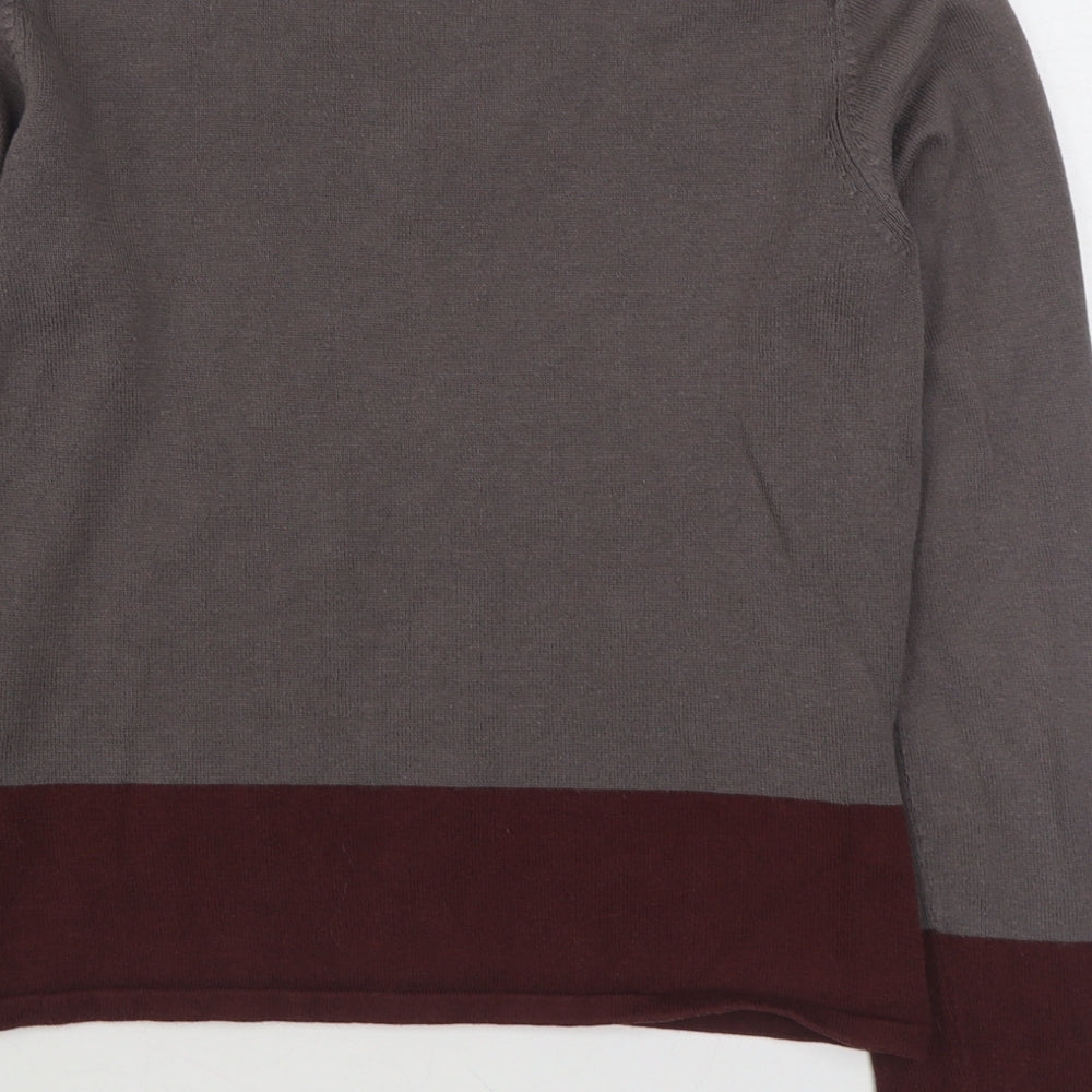 Copper Key Womens Grey V-Neck Acrylic Pullover Jumper Size L