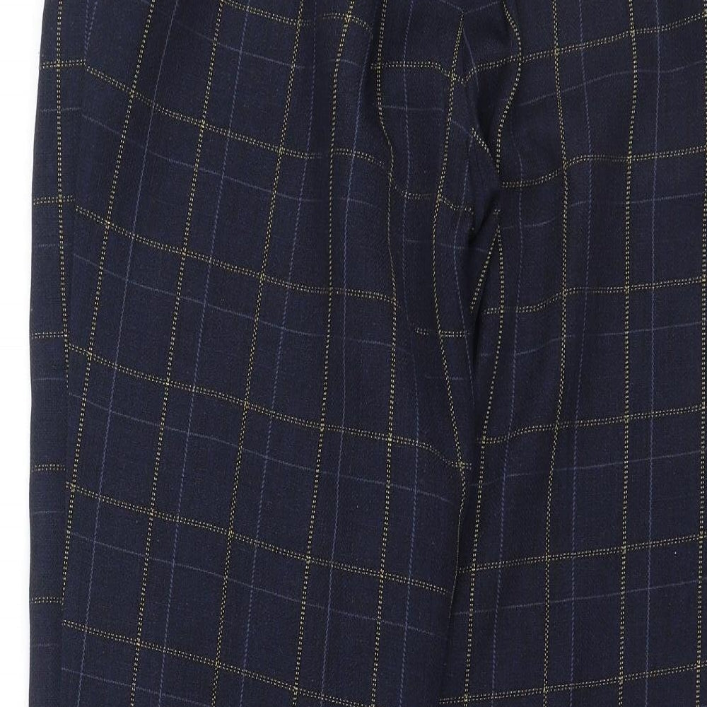 Damart Womens Blue Plaid Polyester Trousers Size S L26 in Regular