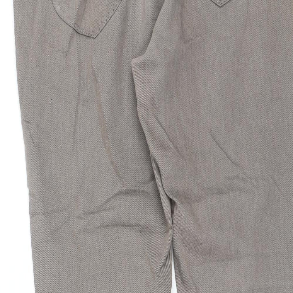 Dorothy Perkins Womens Brown Cotton Trousers Size 12 L27.5 in Regular