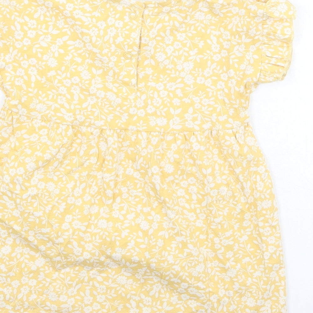 George Girls Yellow Fair Isle Cotton Fit & Flare Size 9-12 Months Round Neck