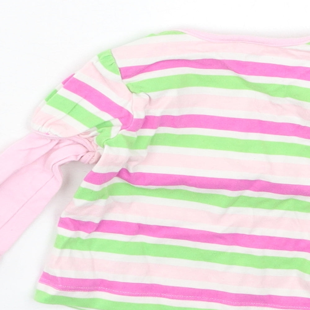 TU Girls Multicoloured Striped Cotton Basic Casual Size 3-6 Months Crew Neck Pullover