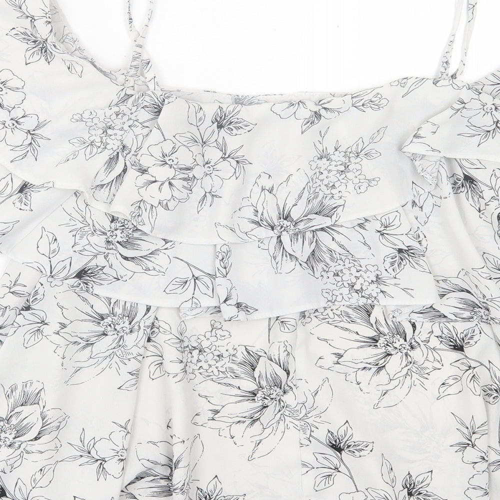 Atmosphere Womens Grey Floral Polyester Basic Tank Size 8 Scoop Neck