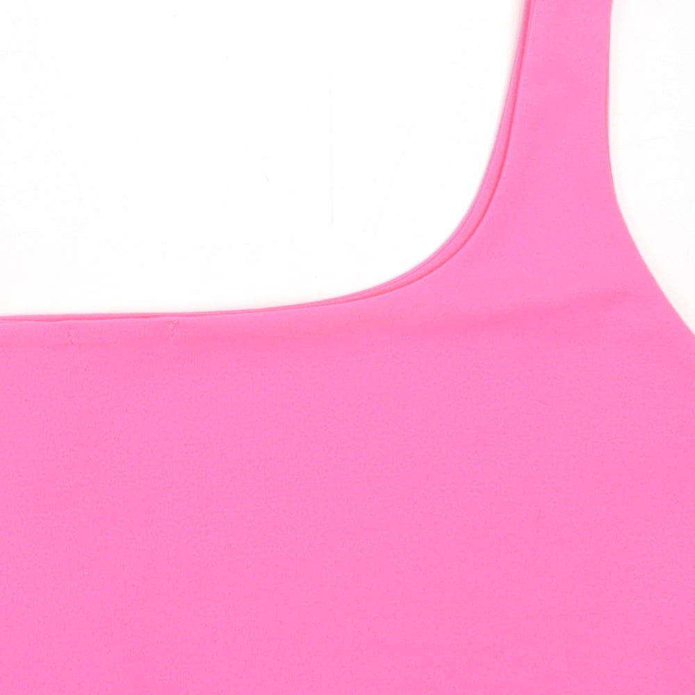 IX LONDON Womens Pink Polyester Cropped Tank Size 12 One Shoulder