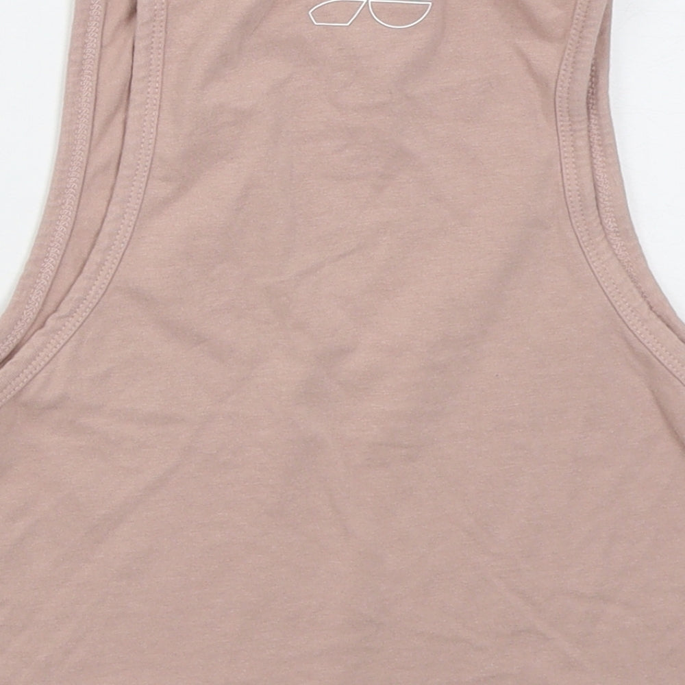 Crosshatch Womens Pink Cotton Cropped Tank Size L Crew Neck Pullover