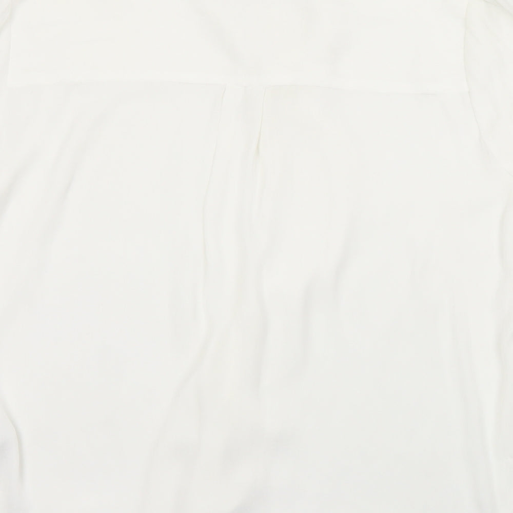 Monsoon Womens White Polyester Basic Blouse Size 12 Henley