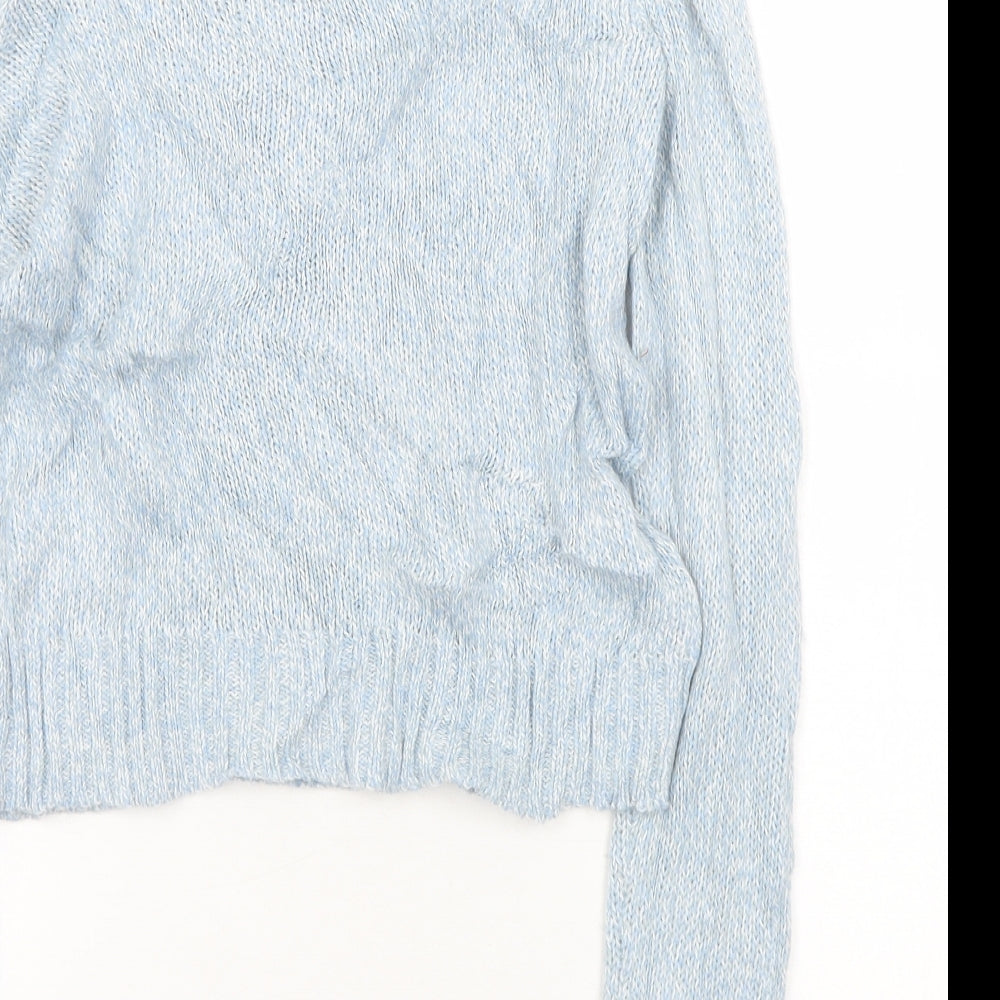 Divided Womens Blue Round Neck Acrylic Pullover Jumper Size XS