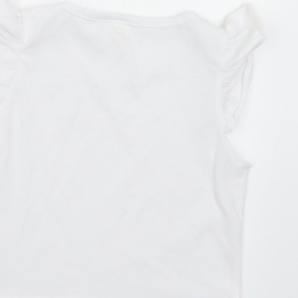 SheIn Girls White Polyester Basic T-Shirt Size 3-4 Years Round Neck