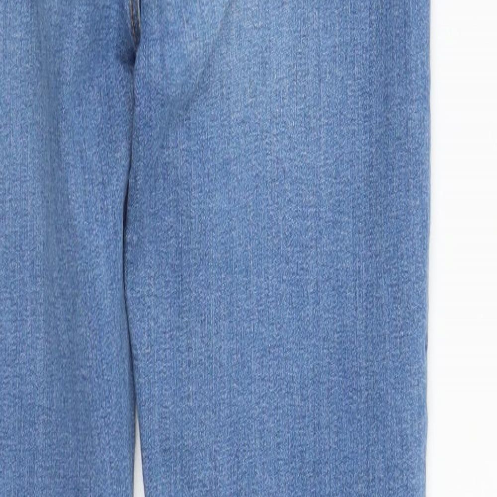Denim & Co. Womens Blue Cotton Straight Jeans Size 8 L27 in Regular Zip